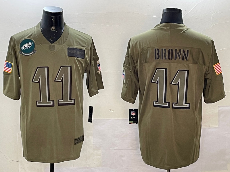 Men Philadelphia Eagles #11 Brown green 2025 Nike NFL jersey style 02